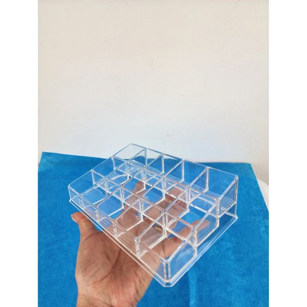 Clear Acrylic 15 Compartment Makeup Organizer Tray Transparent